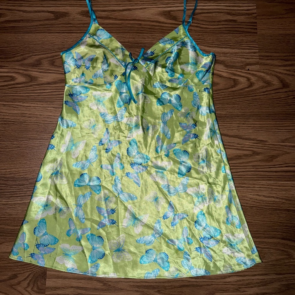 Butterfly Print Satin Chemise